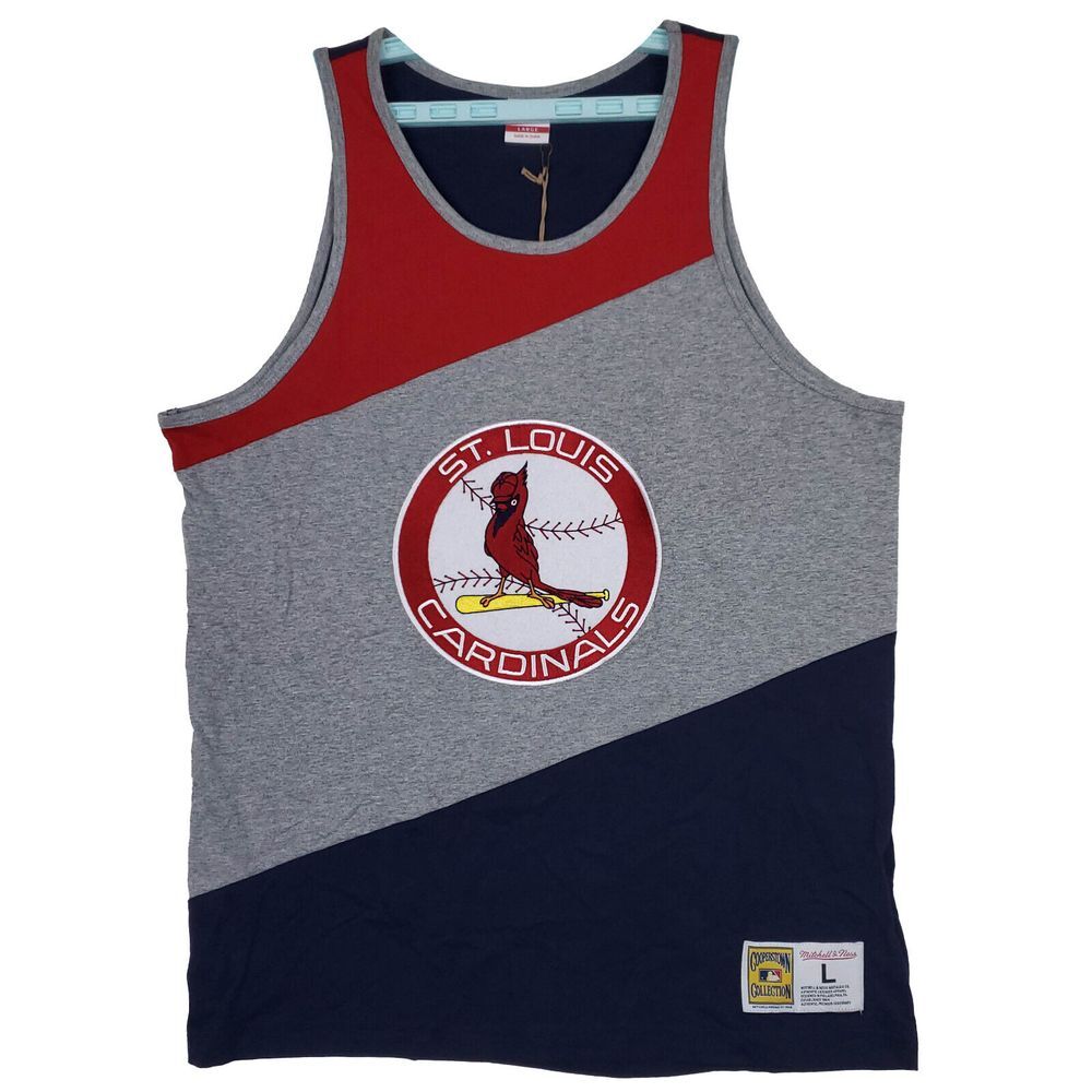 St. Louis Cardinals Mitchell & Ness MLB L Large Tank Top Embroidery Felt Art NWT